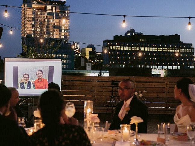 video presentation at wedding reception