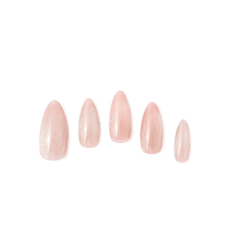 Pink glazed press on nails with a light shimmer. 