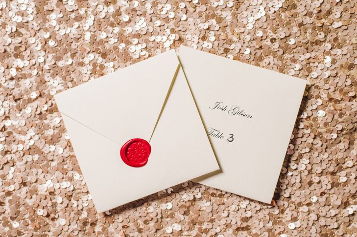 Guests found their table assignments on the formal escort cards -- each was sealed with wax.