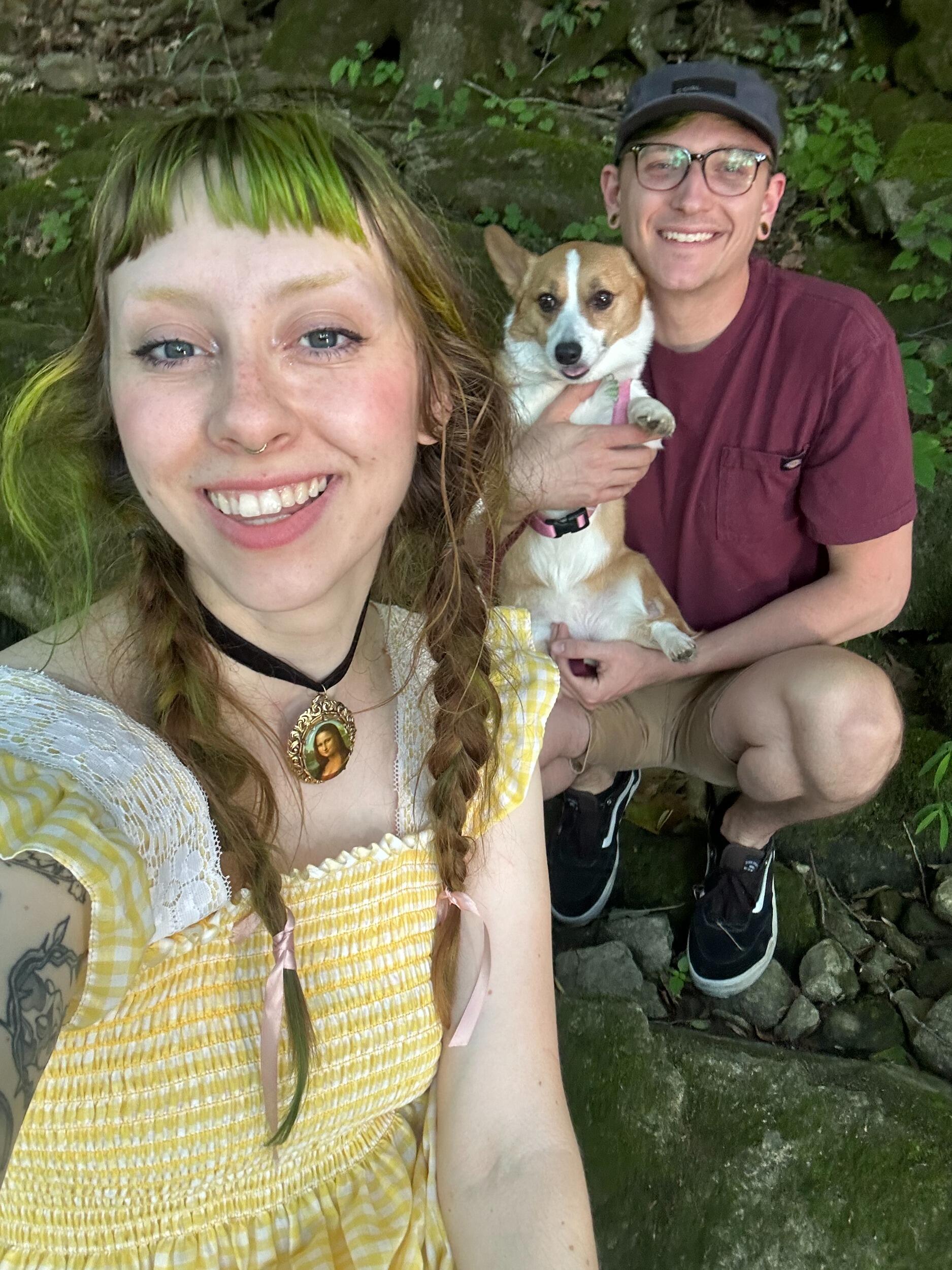 This just felt like a cute photo of Momo and us! We love taking her for a wee walk, especially during the summer!