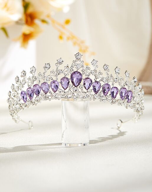 AW Bridal AW BRIDAL Tiaras and Crowns for Women Purple Crystal Princess Tiara - Queen Crown Headband for Wedding Prom Christmas Hair Accessories, Purple + Silver Purple Tiara - 7