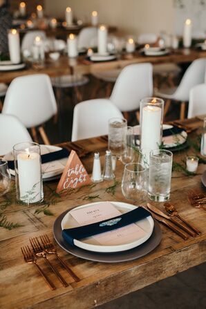Eclectic, Rustic Tables with Red Clay Table Numbers