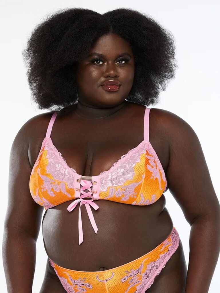 Bright pink and orange honeymoon bra and thong