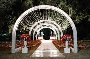 Tunnel of String Lights for Ceremony at the New Orleans Museum of Modern Art