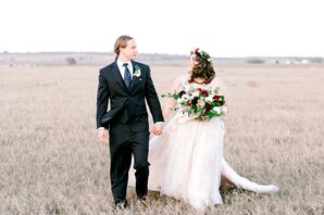 Bride and Groom Holding Hands on Their Wedding Day