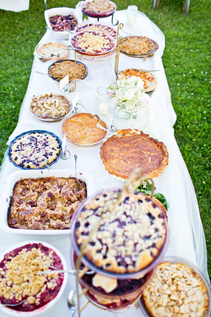 Instead of cake, friends from the village made cobblers and brought them in beautiful serving dishes.