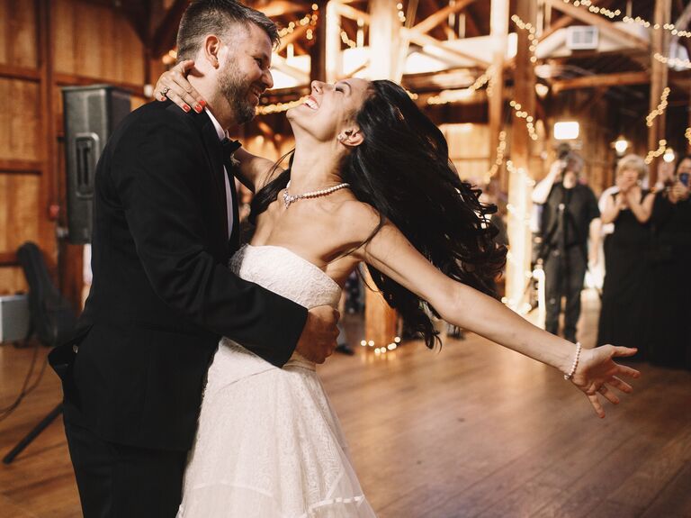 Bride and groom dancing 
