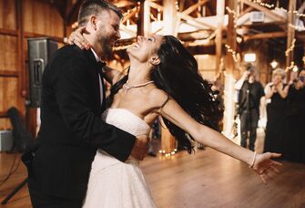 Bride and groom dancing 