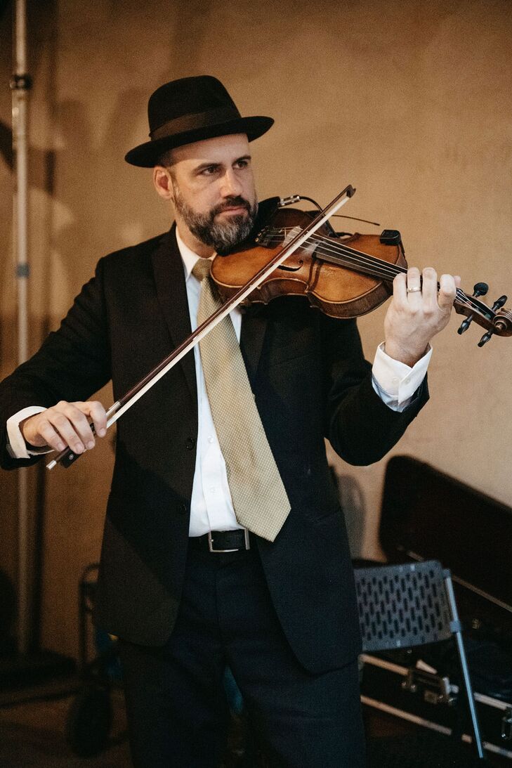 Violin Player at Vintage, Deep-Colored New Orleans Wedding