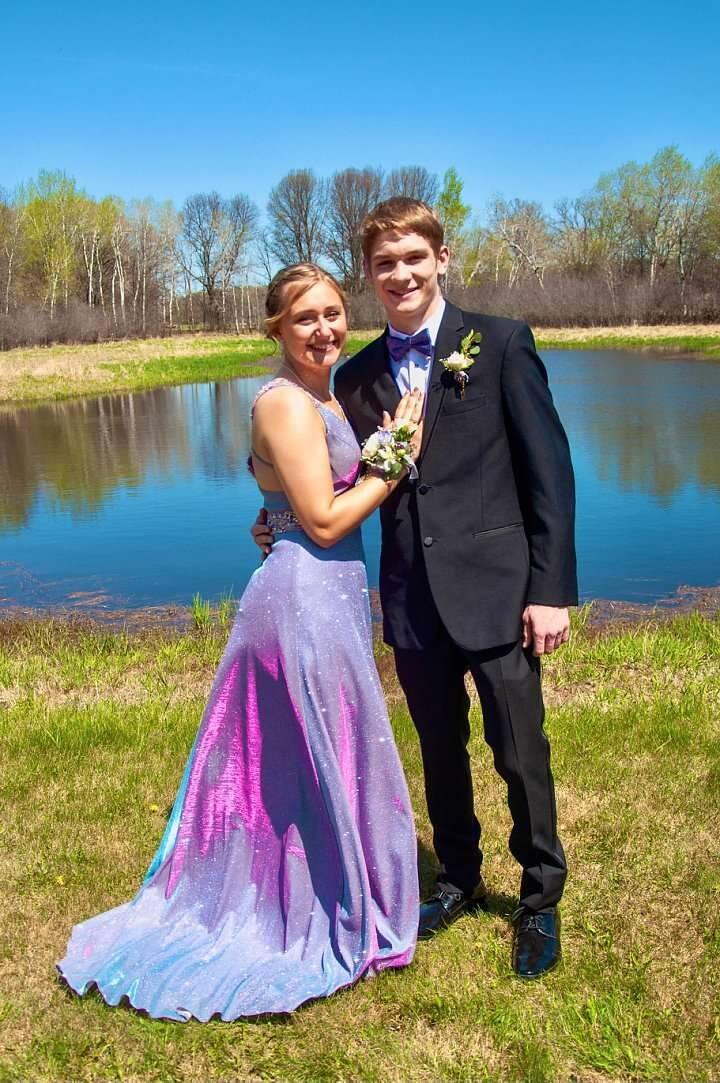 Kyle and Desi are all dressed up for prom!