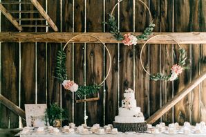Rustic Wood Cake Stand with Round Tiered Buttercream Cake