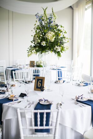 White Hydrangea and Wildflower Centerpiece