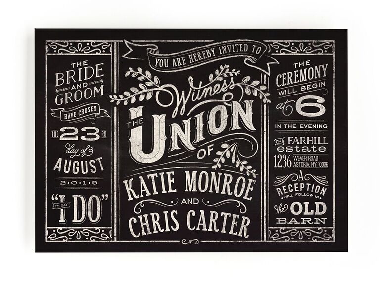 Rustic blackboard wedding invitation