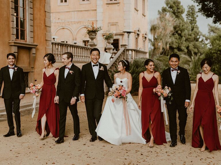 getting ready morning of wedding bride and groom with wedding party