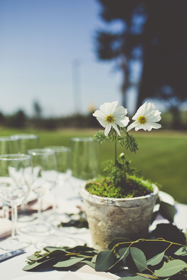 Some of the flower arrangements were overflowing with blooms, while others had just a few flowers, like this pot with just a few daisies.