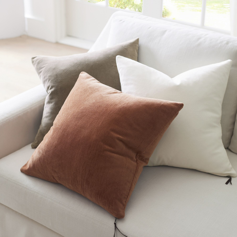 Velvet Throw Pillows in assorted colors from Pottery Barn