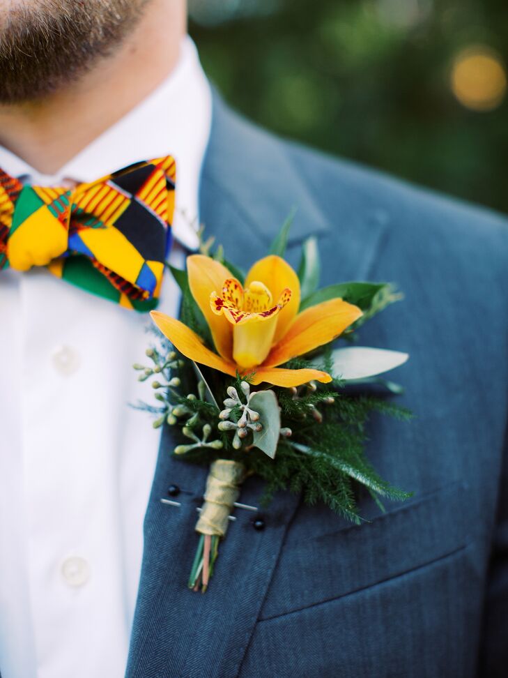 Orange Boutonniere for Ballantyne Country Club Wedding in Charlotte, North Carolina