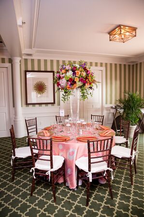 Colorful, Tall Garden Centerpiece With Roses