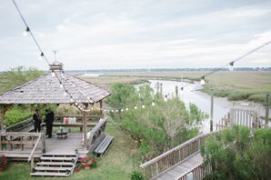 Rustic Waterfront Reception Venue With String Lights