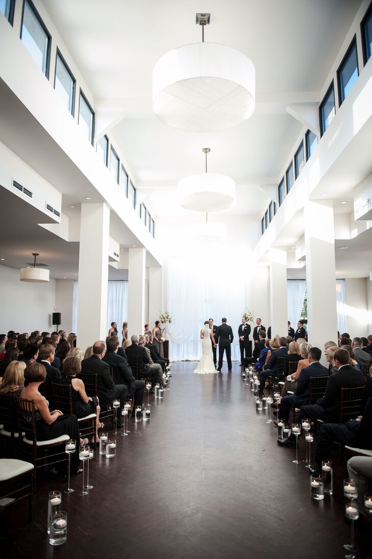 "We chose the space because we wanted something elegant and non-traditional," Katelyn says of the modern, industrial space.