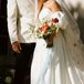 Bride in Two-Piece With Bandeau Top and Tulle Skirt, Long Veil and Updo