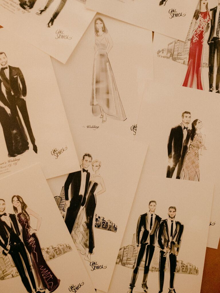 Custom guest sketch idea for a personalized wedding reception. 