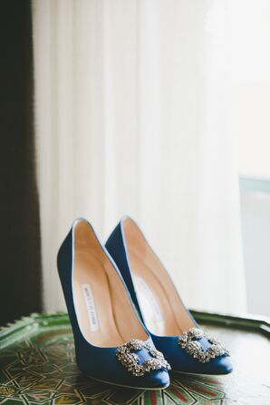 Blue Satin Manolo Blahnik Bridal Heels