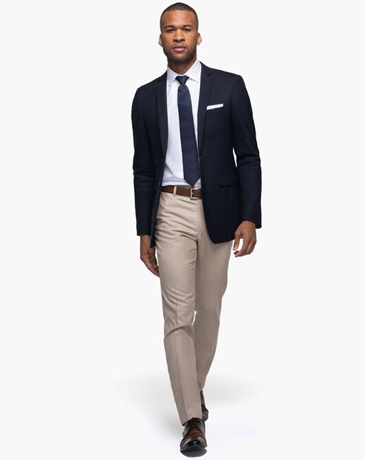 Sharkskin Oxford Blue Plain Front Pants –