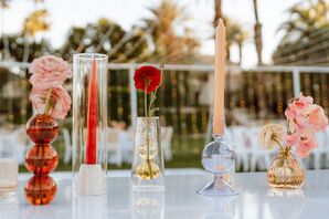 Bright Candles and Single-Flower Arrangements, Geometric Vases