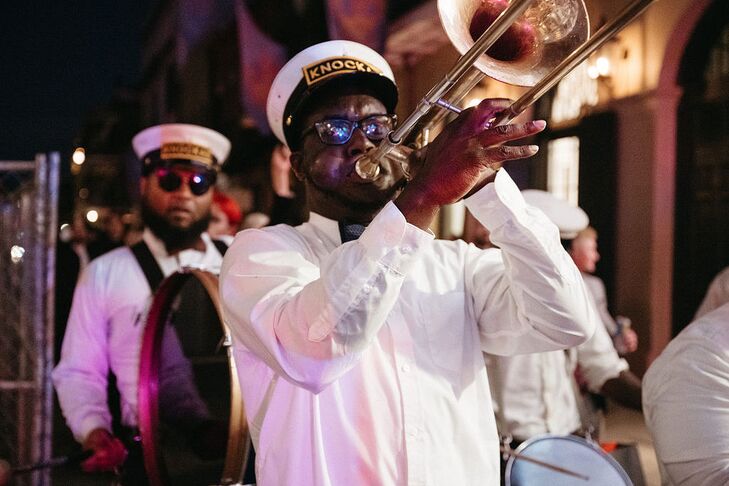 Trombone Player in Wedding Second Line Band, New Orleans Tradition