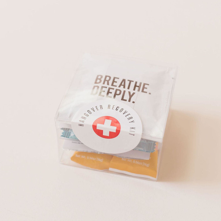 Mini hangover kits for your wedding guests