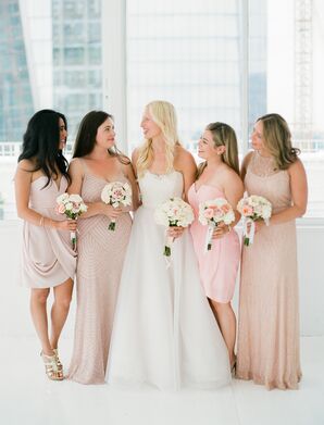 Mismatched Blush Bridesmaid Dresses
