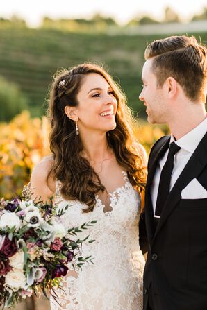 Romantic Bride with Down Hairstyle and Earrings