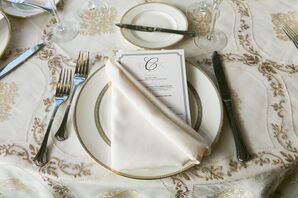 Traditional Monogrammed Menu Card