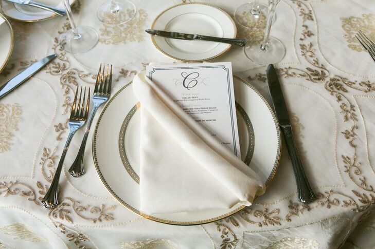 Traditional Monogrammed Menu Card