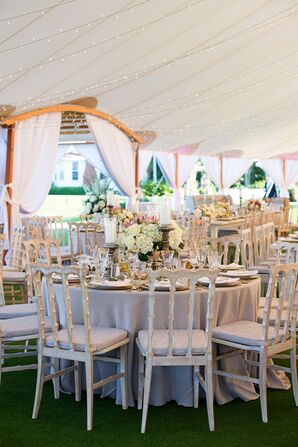 Antiqued Dining Chairs and Romantic Garden Centerpieces