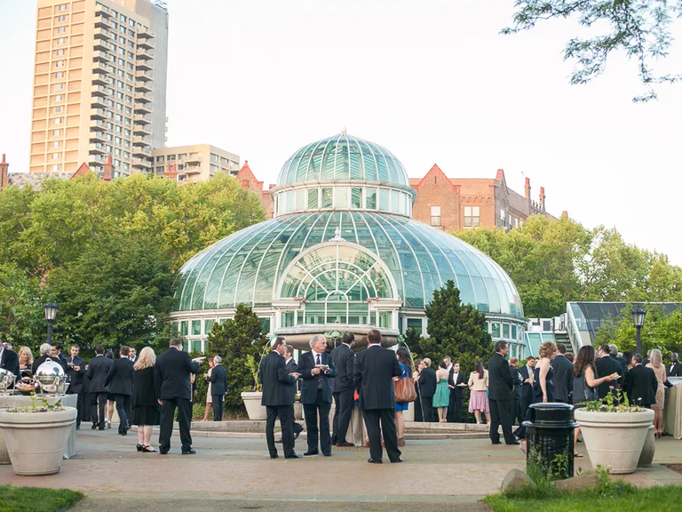 A garden wedding reception at Brooklyn Botanic Garden in Brooklyn, New York