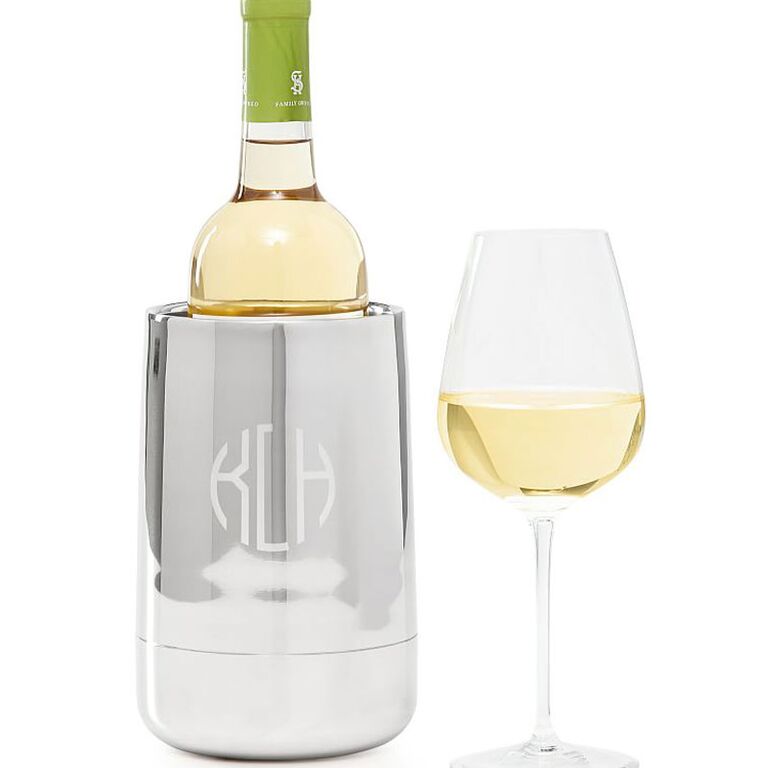 Silver finished stainless steel wine chiller modern 16th wedding anniversary gift