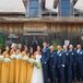 Karen's 'maids wore goldenrod floor length dresses by Watters, while Todd and his 'men wore slate blue suits from Chazmatazz Formal Wear in Toms River, New Jersey.