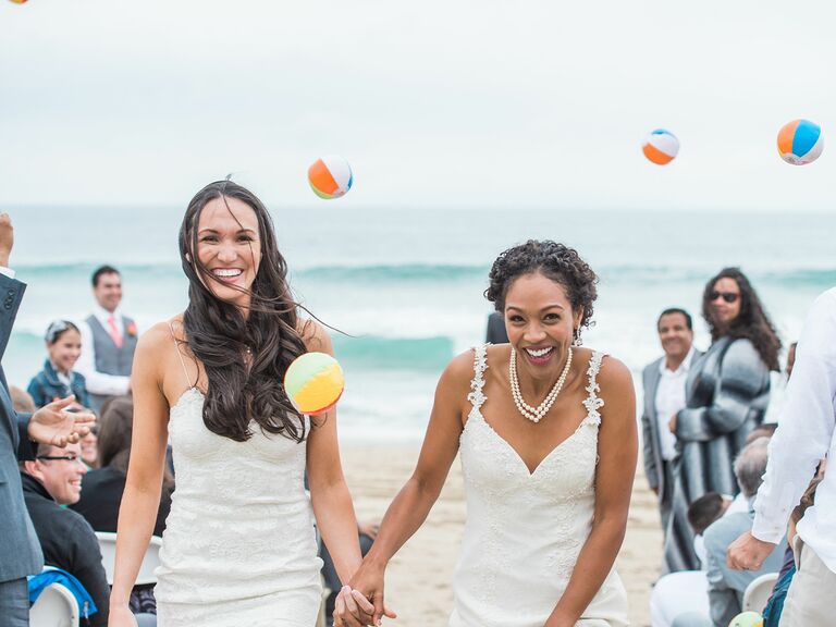 Mini beach ball wedding exit