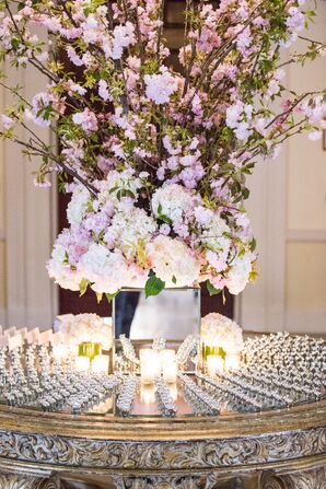 Pink Cherry Blossom Escort Card Display