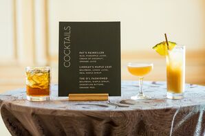 Cocktail Bar Menu for Wedding at The Meridian House in Washington, D.C.