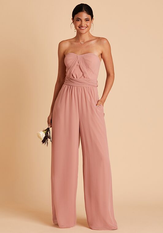 Birdy Grey Gigi Convertible Jumpsuit in Chiffon Dusty Rose Sweetheart Bridesmaid Dress - 5