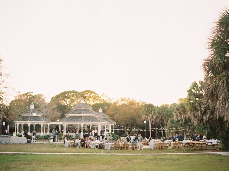 outdoor wedding reception at public park venue