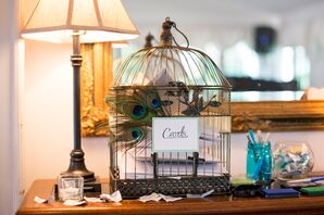 Birdcage Card Holder with Peacock Accents
