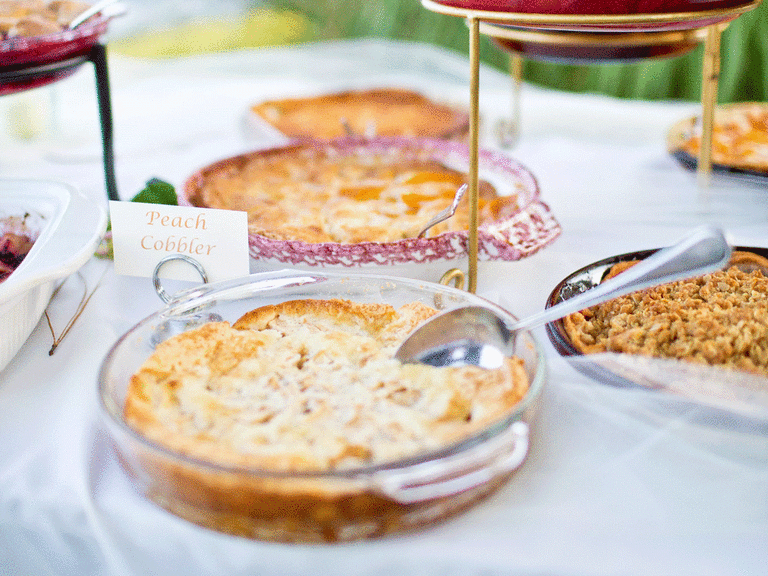 Homemade pie dessert display.