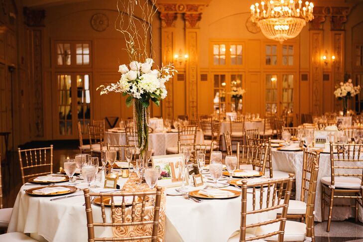 “A huge inspiration was the reception hall itself,” Christine says. “I always knew I wanted blush and gold, then when I went to visit the Hilton President Kansas City and saw their ballroom—ornate with gold crown molding and chandeliers, even parts of the walls that had blush colored crown molding—I knew this was the venue and the aesthetic I was going for exponentially came together after that!"