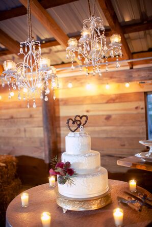 Three-Tier Rustic Cake With Pine Cone Accents