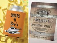 Bachelor party koozie and rustic sign decoration ideas