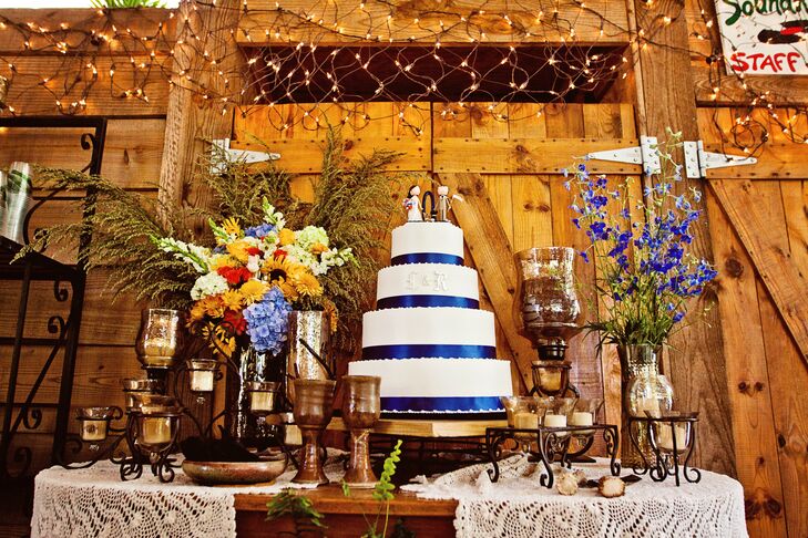 Blue and White Wedding Cake